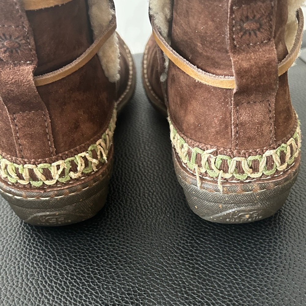 UGG Brown Winter Boots with Cream Accents - Picture 5 of 9